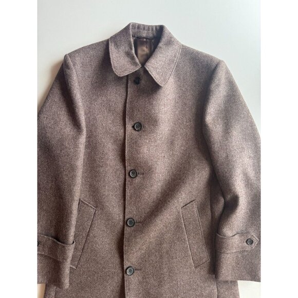 Vintage Men's SAMUELSOHN Taupe Brown 100% Wool Overcoat Coat Jacket, Size 38R - Picture 3 of 16